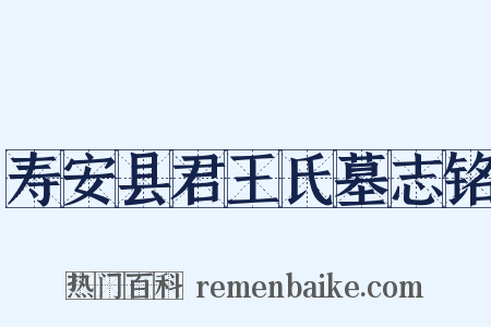寿安县君王氏墓志铭是什么意思的图片